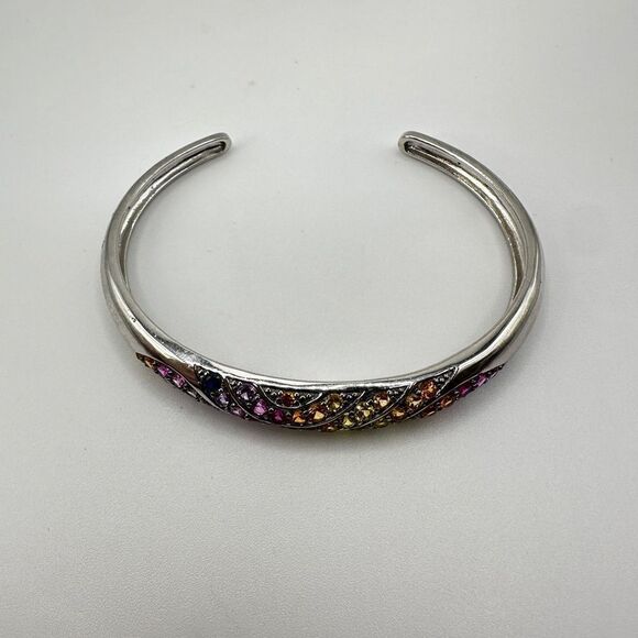 NWOT Unbelievable lab created sapphires in sterling silver cuff bracelet! - Picture 15 of 15